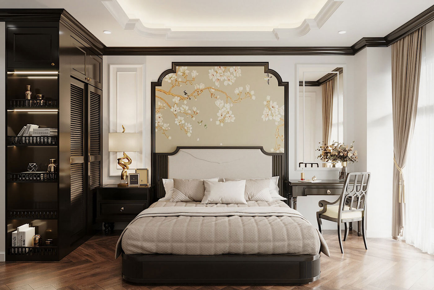 Thiết kế nội thất phòng ngủ Indochine