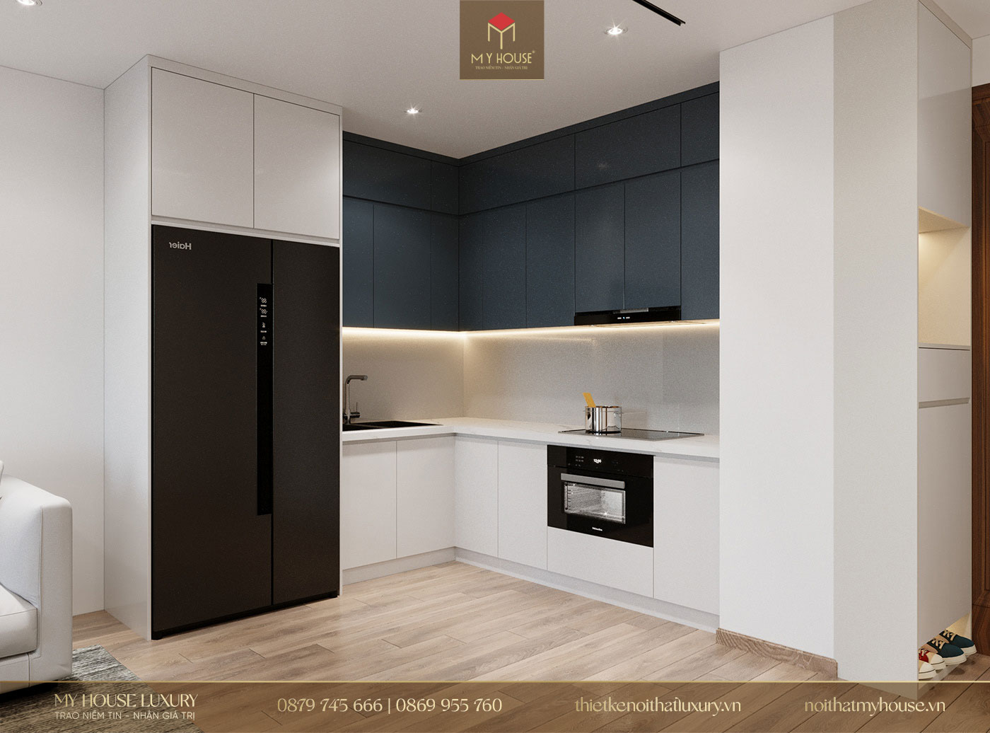 Phong cách tối giản giúp không gian phòng bếp trở nên gọn gàng hơn