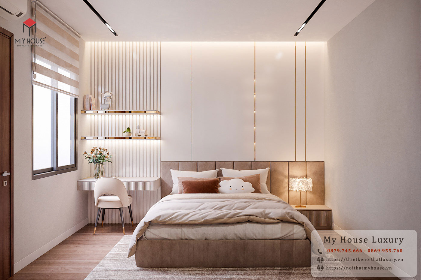 Phòng ngủ được thiết kế hợp lý vừa đảm bảo tính thẩm mỹ vừa đáp ứng công năng