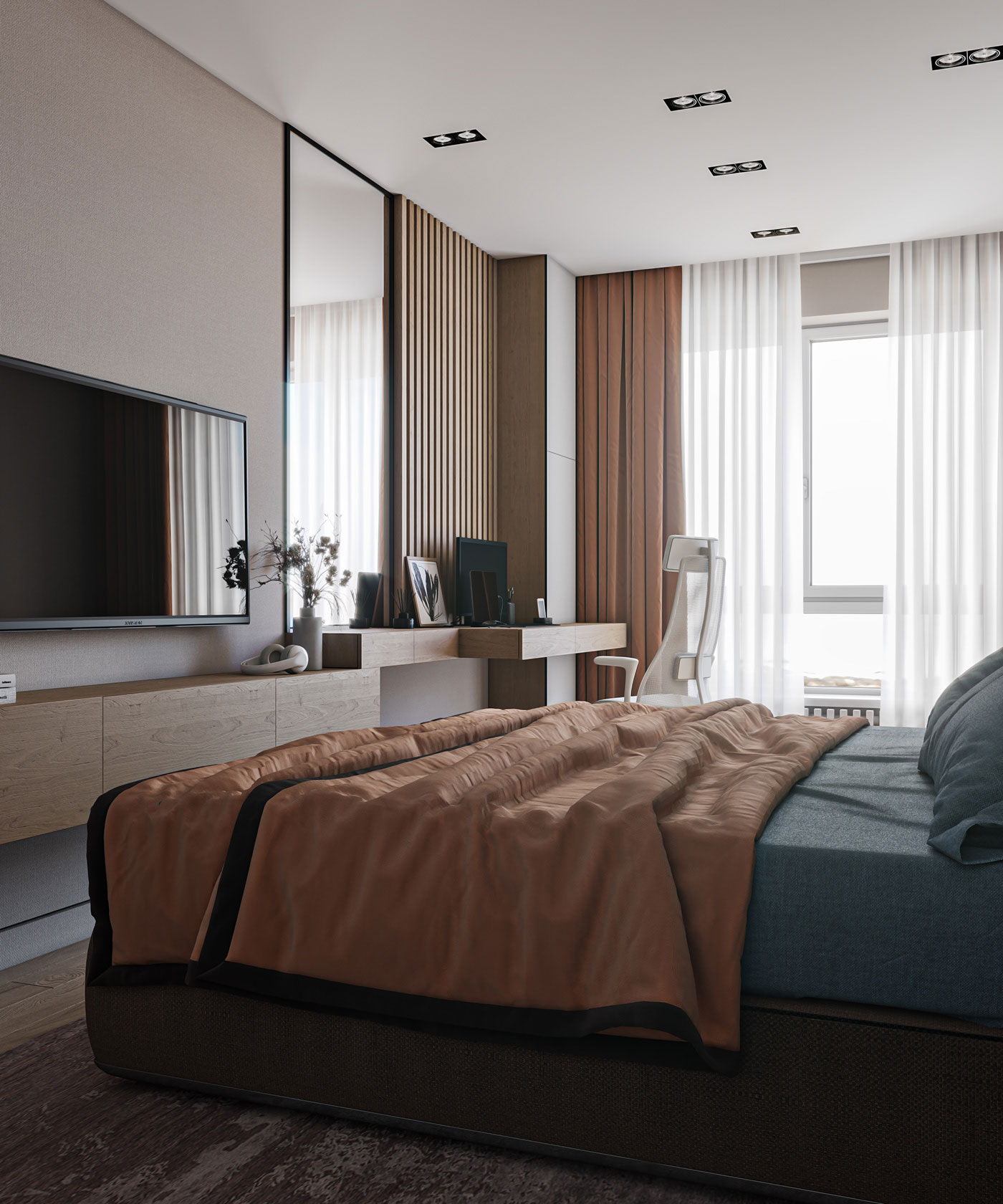 Phòng ngủ tông màu trung tính sẽ là điểm đặc trưng của phong cách thiết kế đương đại