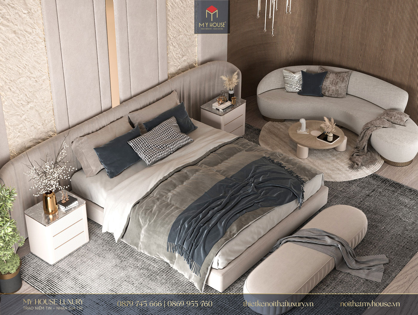 Thiết kế giường ngủ phong cách hiện đại