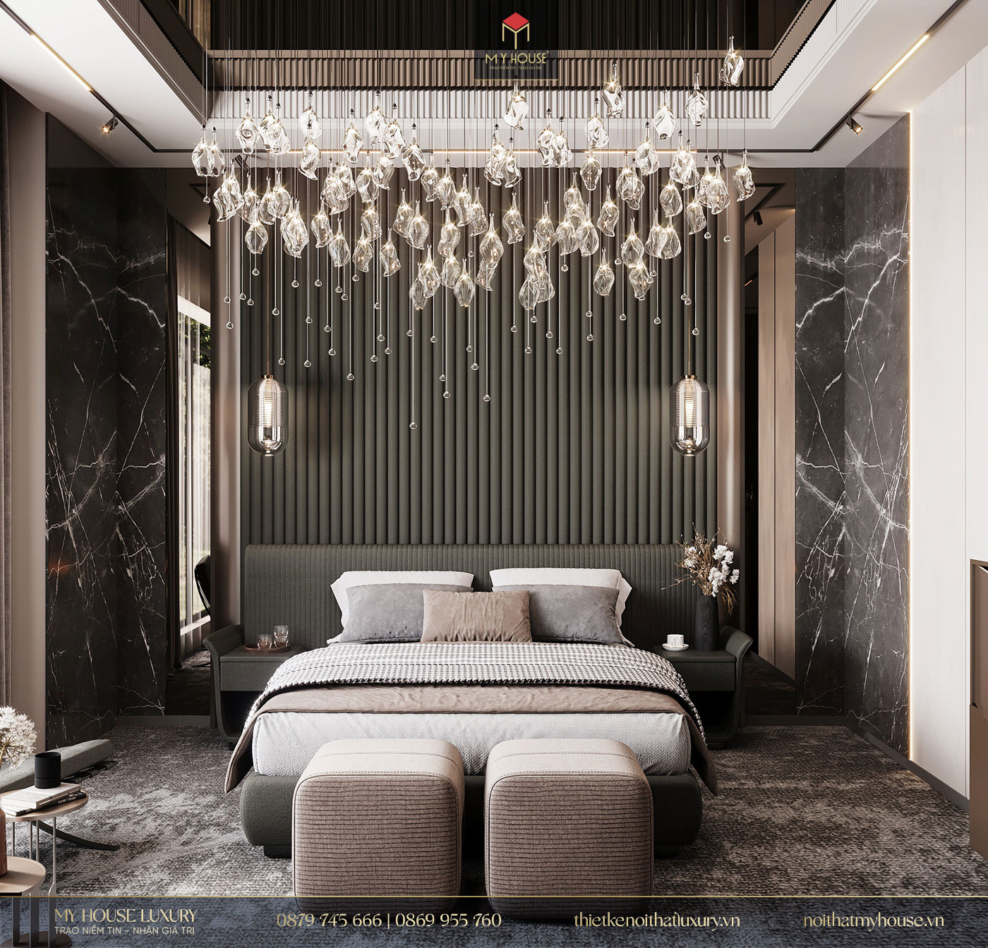 Không gian phòng ngủ Master phong cách Luxury