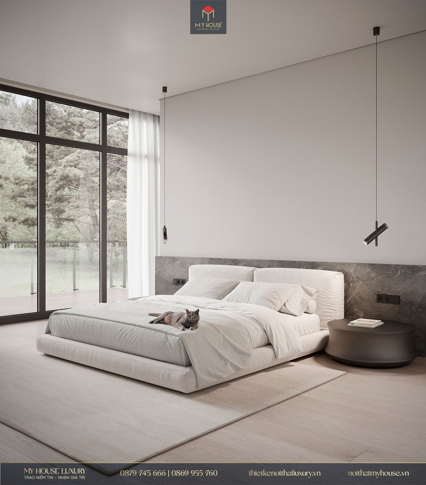 Thiết kế phòng ngủ với sàn gỗ công nghiệp