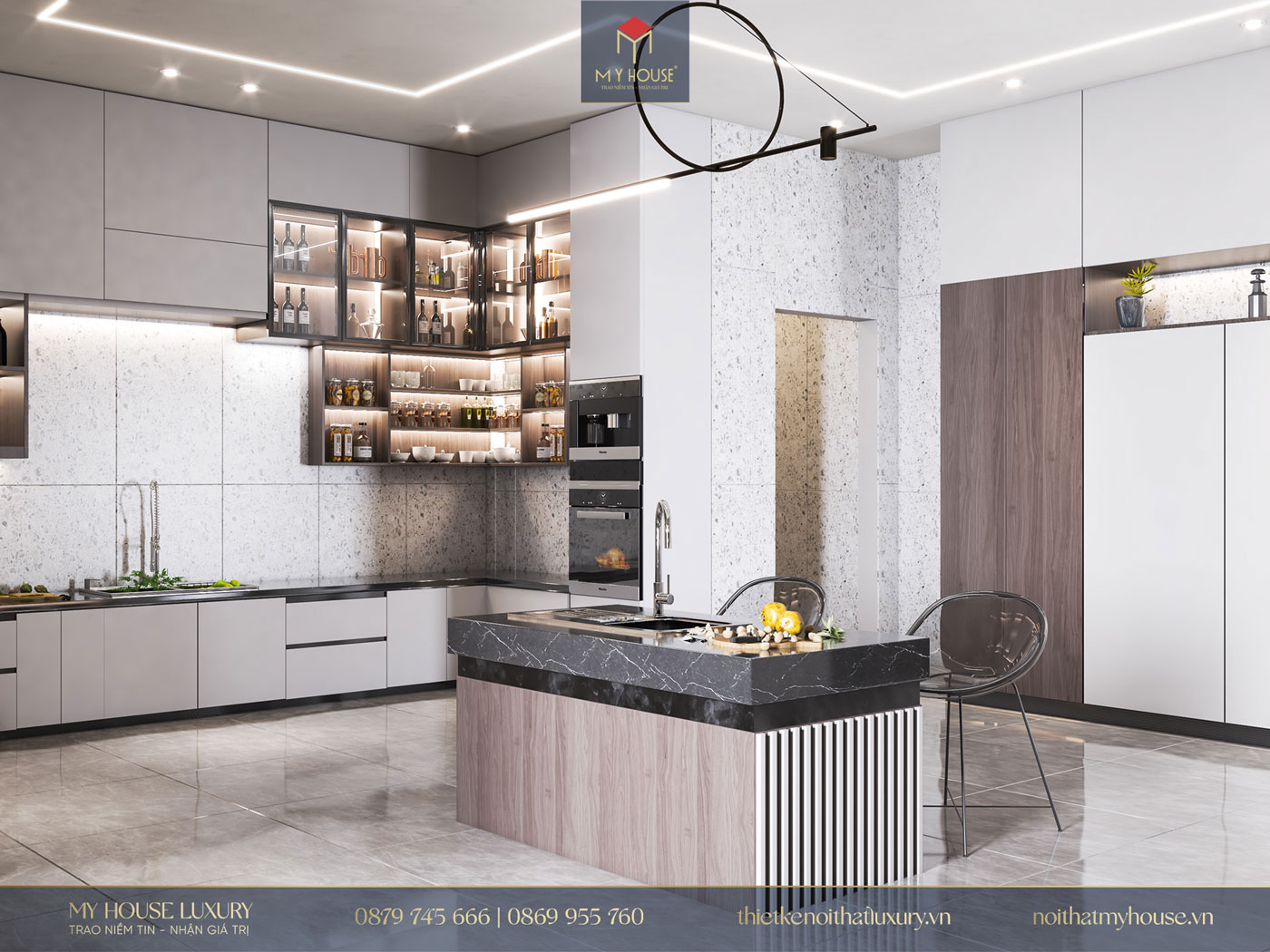 Thiết kế nội thất biệt thự Solasta Mansion - phòng bếp 7
